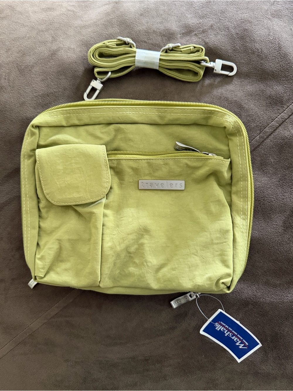 Travelers Lime Green Crossbody Bag with Adjustable Strap - Picture 7 of 9